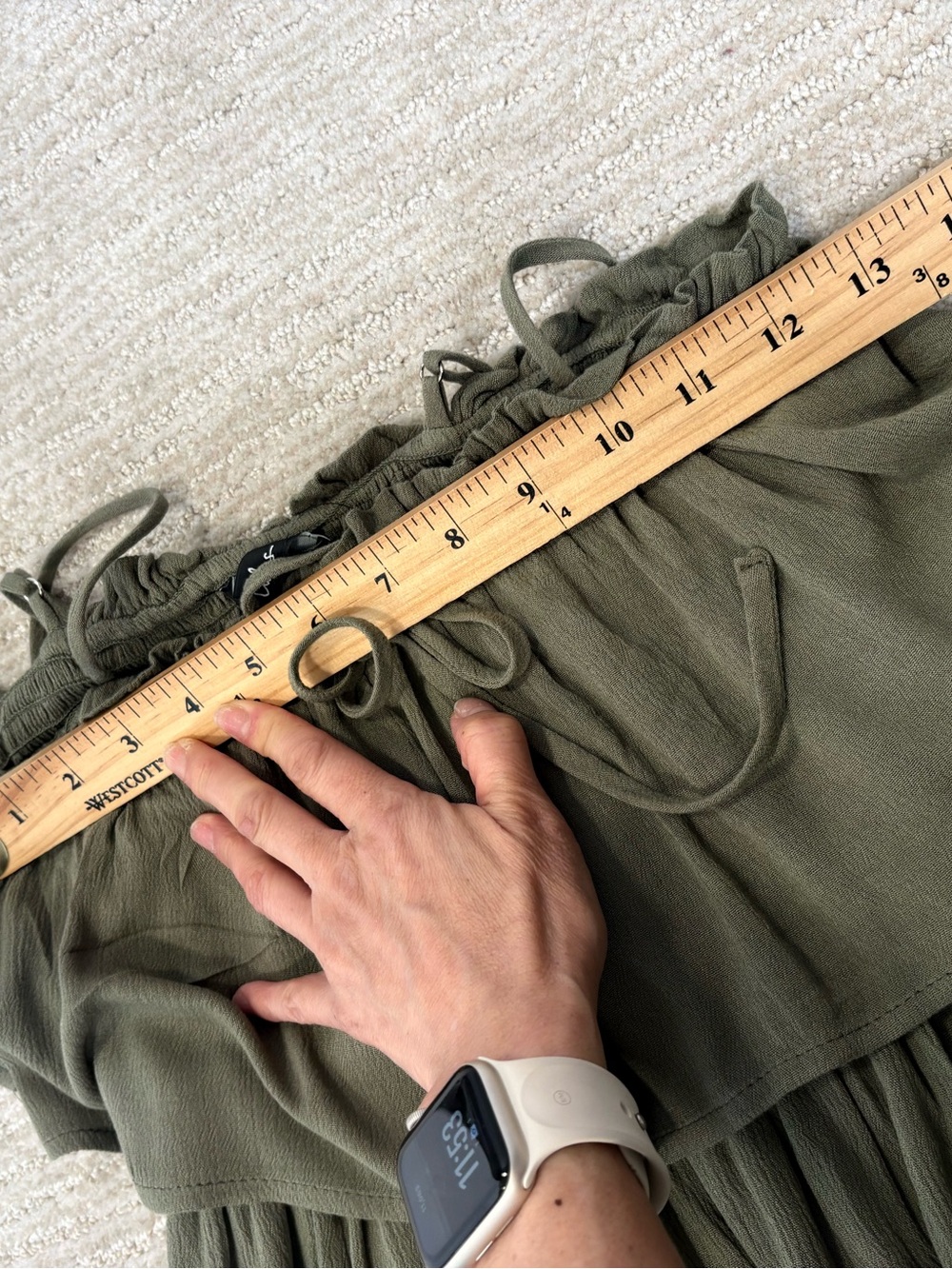NWT Lulus Sincerely Yours Olive Green Ruffle Midi Dress Size Small Sundress - Picture 10 of 14